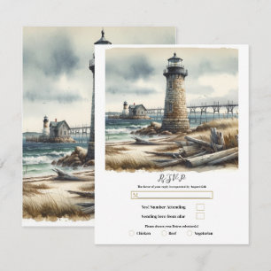 Invitation Phare côtier rustique bord de mer RSVP