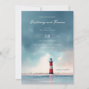 Invitation Phare de la Plage Serene Blue
