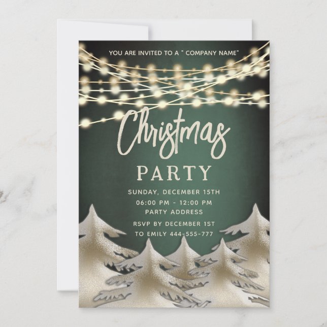 Invitation phare or entreprise Noël fête (Devant)