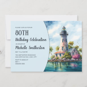 Invitation Phare Palmiers Tropicaux 80e Anniversaire