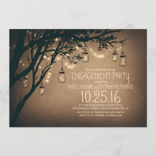 Invitation phares à cordes mason jars vintage fiançon
