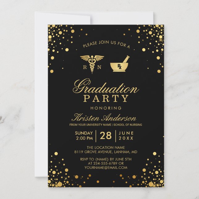 Invitation Pharmaciste Infirmière Praticien Parti de Graduati (Devant)