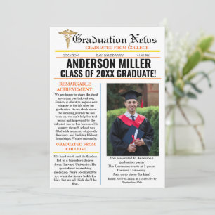 Invitation Pharmacy Graduation Newspaper College unique