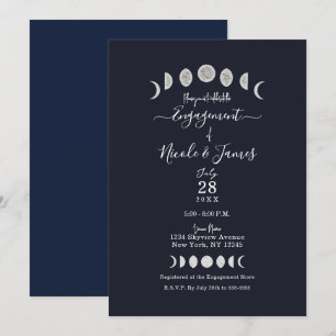 Invitation Phases de la lune Astrologie bleue Fiançailles cél