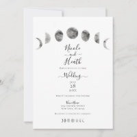 Phases de lune blanche Aquarelle Mariage minimal