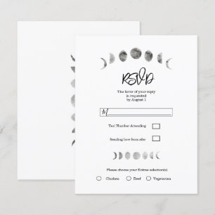 Invitation Phases de lune blanche Aquarelle Mariage minimal R