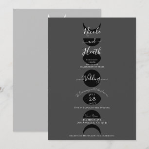 Invitation Phases de lune Cycles Gris noir et Mariage blanc
