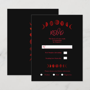 Invitation Phases de lune noire rouge foncé RSVP de mariage g