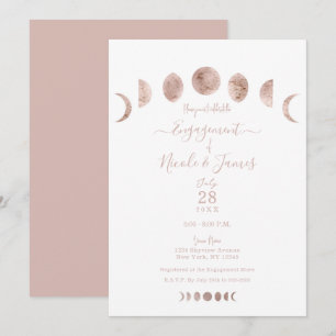 Invitation Phases de lune rose Boho Fiançailles minimaliste m