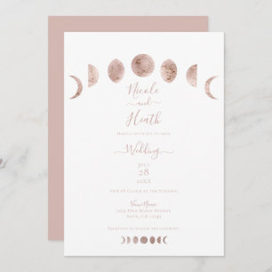 Invitation Phases de lune rose Boho Mariage minimaliste moder