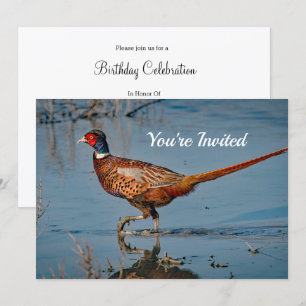 Invitation Pheasant Blue Water Photo Anniversaire