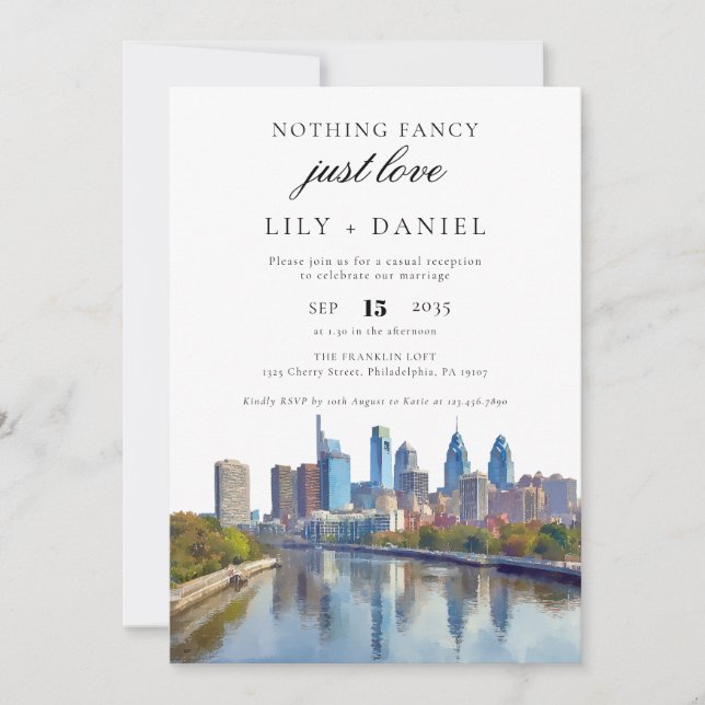 Invitation Philadelphia Elopement Wedding Reception (Devant)