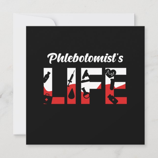 Invitation Phlebotomiste Vie Phlebotomie Syringe Cadeau de sa (Devant)