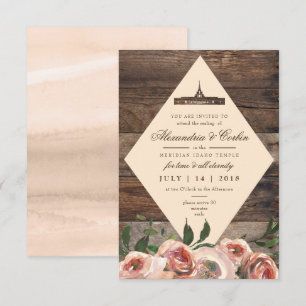 Invitation Phoenix Arizona Temple Sealing Card   Bois rustiqu