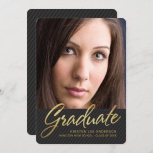 Invitation Photo 2019 sophistiquée de rayures d'obtention du