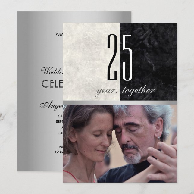 Invitation Photo 25e anniversaire de mariage (Devant / Derrière)