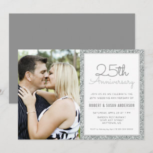 Invitation Photo 25e anniversaire du Mariage Parties scintill