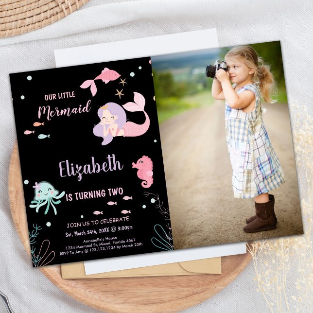 Invitation Photo 2Our Little Pink mermaid Birday (Photo 2nd Our Little Pink mermaid Birthday Invitation)