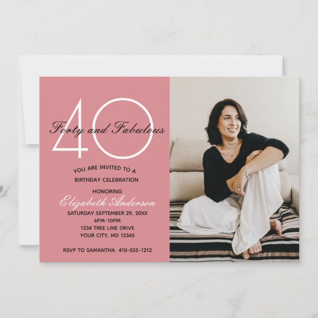 Invitation Photo 40 et Fabulous Pink Birthday (Devant)