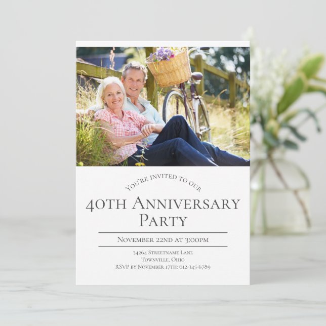 Invitation Photo 40e anniversaire du Mariage (Debout devant)