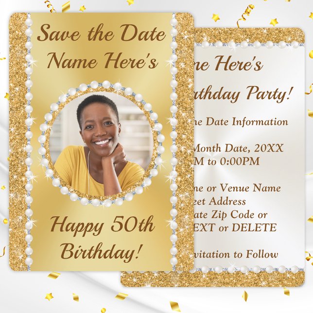 Invitation PHOTO, 50e anniversaire Save the Date Cards, (Créateur téléchargé)