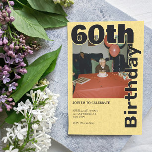 Invitation Photo 60e anniversaire en Icônes Jaunes Ancien thè