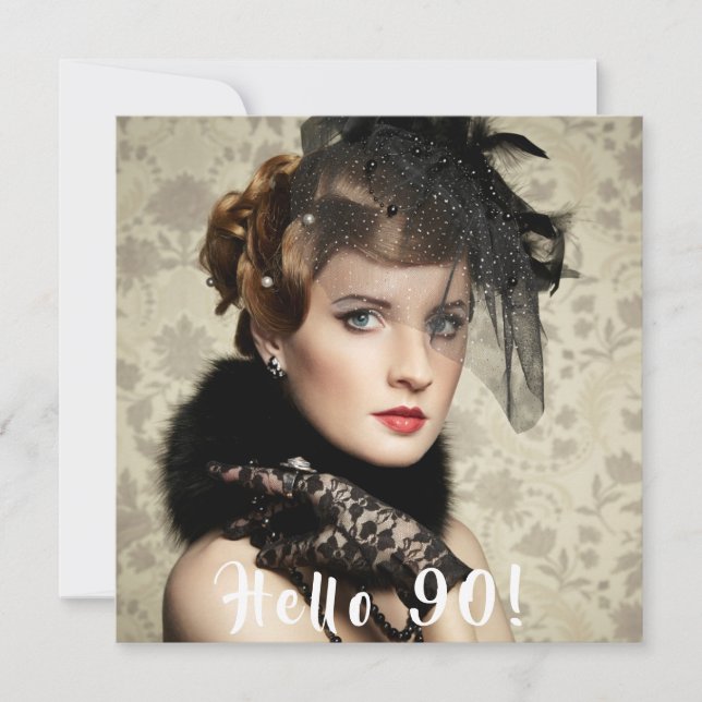Invitation Photo 90e anniversaire bonjour 90 (Devant)