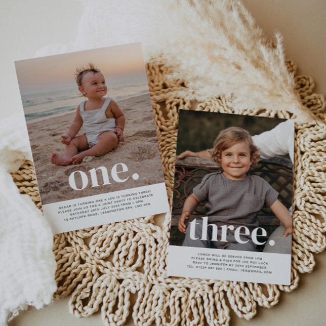 Invitation Photo à double face Anniversaire - Garçons (Créateur téléchargé)