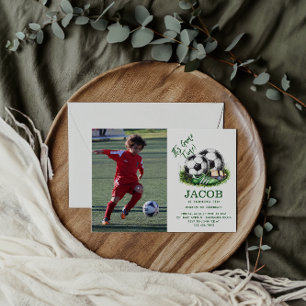 Invitation Photo à l'aquarelle de enfants de football vert ma