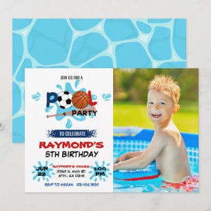 Invitation Photo All Star Sport Pool Party