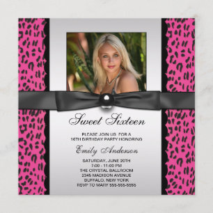 Invitation Photo Anniversaire 16 Ans Thème Léopard