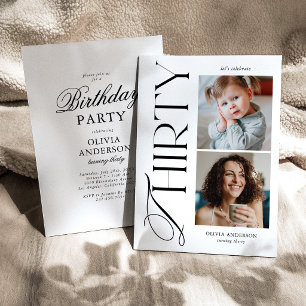 Invitation photo anniversaire 30 ans moderne