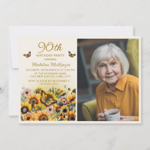 Invitation Photo Anniversaire 90 ans Tournesols Pa