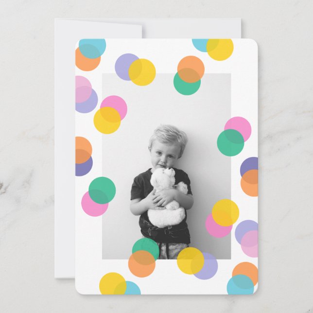 Invitation Photo Anniversaire de enfant Confetti (Devant)