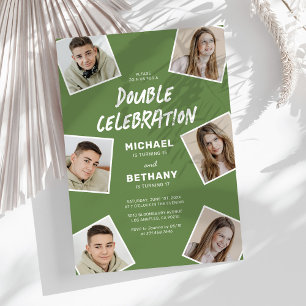 Invitation photo anniversaire double verte