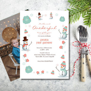 Invitation Photo Anniversaire du motoneige d'hiver du mignon