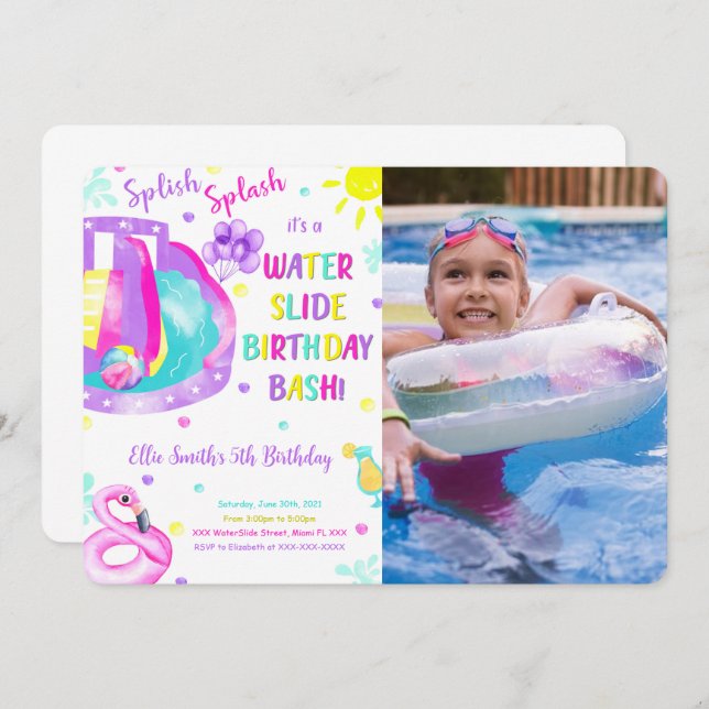 Invitation photo anniversaire modifiable avec un t (Devant / Derrière)