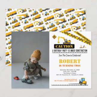 Invitation Photo Anniversaire n'importe quel âge Construction