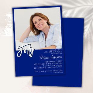 Invitation Photo Anniversaire Royal Blue 40 Ans