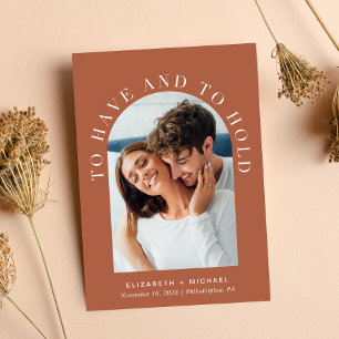 Invitation Photo Arch moderne Mariage orange brûlé