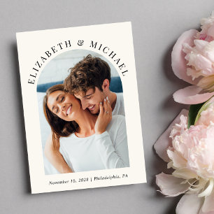 Invitation Photo Arch moderne QR Code Cream Mariage