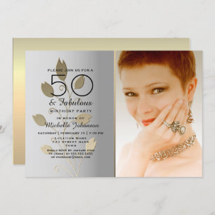 Invitation Photo argent et or 50e anniversaire