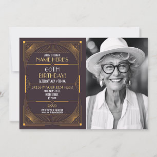 Invitation Photo Art déco d'anniversaire du Gatsby Party 1920