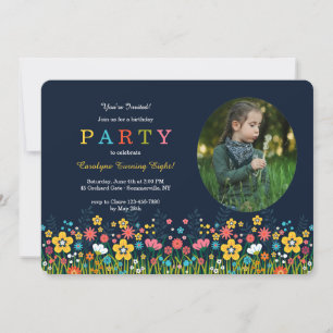 Invitation photo avec champ de fleurs