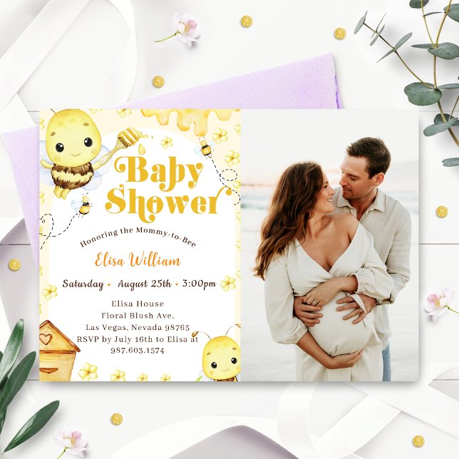 Invitation Photo Baby shower d'abeilles miel (Créateur téléchargé)