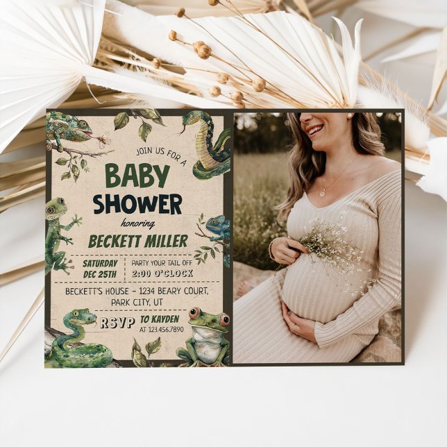 Invitation Photo Baby shower de reptile de serpent (Créateur téléchargé)