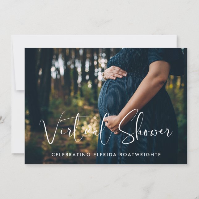 Invitation Photo Baby shower virtuel élégant et moderne (Devant)
