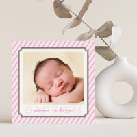 PHOTO BAPTISM moderne vintage bonbons rayures rose