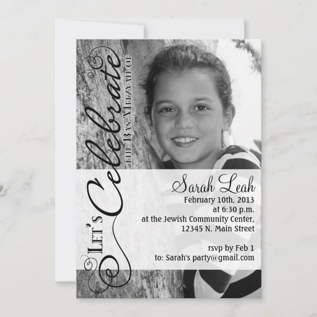 Invitation photo Bat mitzvah (Devant)