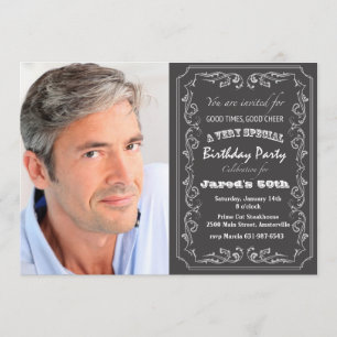 Invitation photo Blackboard Birthday